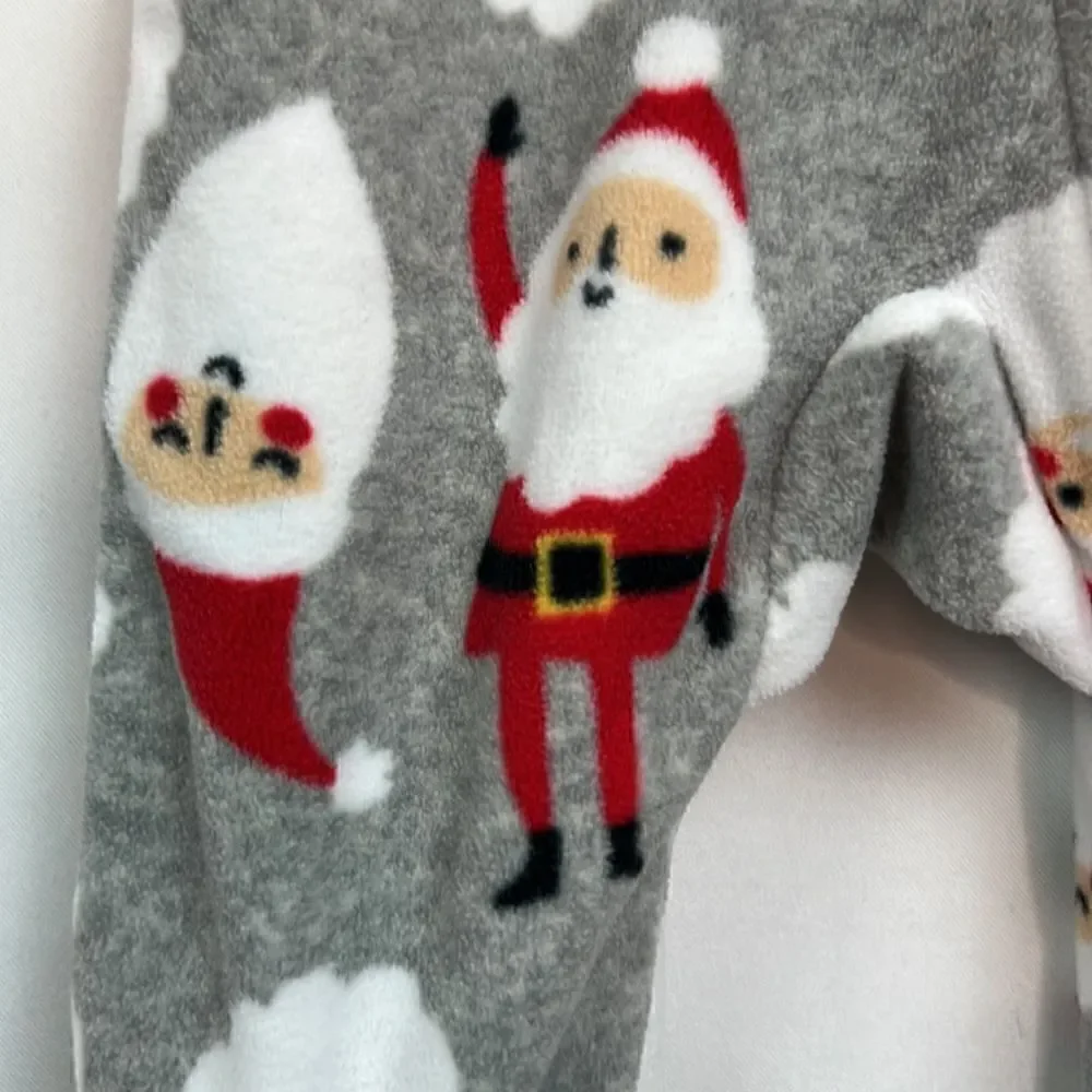 Carter’s Plush Santa Grey and red flannel sleeper Pajamas size 3 months EUC